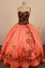 Modern ball gown sweetheart-neck floor-length rust red quinceanera dresses FA-X-166