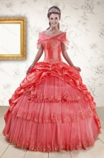New Style Appliques Quinceanera Dresses in Watermelon XFNAO147AFOR