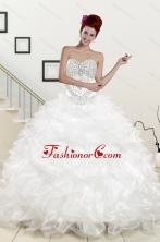 New Sweetheart Sweep Train Beading and Ruffles Quinceanera Dress for 2015 XFNAO003FOR