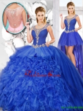 Perfect Ball Gown Beaded Detachable Quinceanera Dresses with Scoop SJQDDT130001FOR