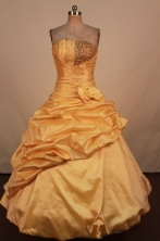 Perfect Ball Gown Strapless Floor-length Yellow Taffeta Quinceanera dress Style FA-L-405