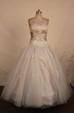 Perfect Ball Gown Sweetheart Floor-length White Organza Beading Quinceanera dress Style FA-L-395