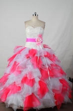 Perfect Ball Gown Sweetheart Neck Floor-Length Pink Beading Quinceanera Dresses Style FA-S-405