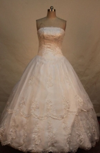 Perfect ball gown strapless floor-length lace white quinceanera dresses FA-X-020