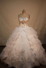 Perfect ball gown sweetheart Neck chapel taffeta appliques white quinceanera dresses FA-X-48