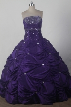 Pretty Ball Gown Strapless Floor-length Purple Quinceanera Dress X0426012