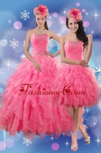 Pretty Rose Pink Quince Dresses with Ruffles and Beading for 2015 XFNAO724TZFOR