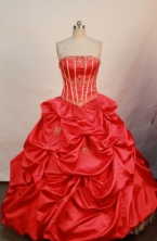 Pretty ball gown strapless floor-length ren appliques quinceanera dresses FA-X-060