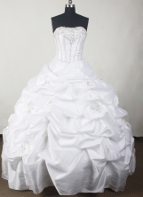 Simple Ball Gown Strapless Floor-length White Quinceanera Dress LJ2637