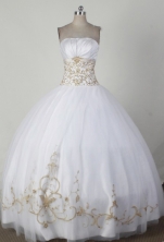 Simple Ball Gown Strapless Floor-length White Quincenera Dresses  TD26007 