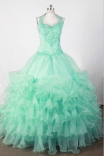 Sweet Ball Gown Halter Floor-length Green Quincenera Dresses TD260015 