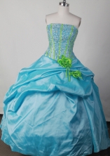 Sweet Ball Gown Strapless Floor-length Blue Quinceanera Dress LJ2608