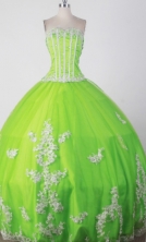 Sweet Ball Gown Strapless Floor-length Green Quincenera Dresses TD260019 