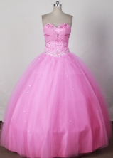 Sweet Ball Gown Strapless Floor-length Pink Quinceanera Dress LJ2661