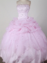 Sweet Ball Gown Strapless Floor-length Pink Quincenera Dresses TD260043 