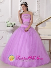 Tulle Lavender Beaded Strapless Ball Gown for 2013  Tumaco Colombia Quinceanera Style  QDZY667FOR