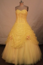 Wonderful A-line sweetheart-neck floor-length yellow quinceanera dresses FA-X-178