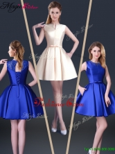 2016 Beautiful Short Bateau Prom Dresses with Bowknot and Beading YCPD028FOR