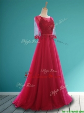 2016 Cheap Scoop Appliques and Belt Prom Dress in Wine Red BMT0128BFOR