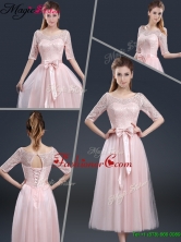2016 Elegant Tea Length Prom Dresses with Lace and Bowknot YCPD041FOR