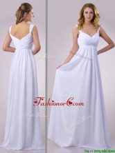 Hot Sale Empire Beaded White Chiffon Prom Dress with Straps THPD329FOR