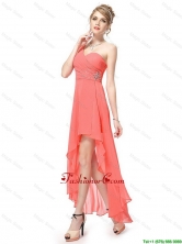 Latest High Low One Shoulder Prom Dresses with Side Zipper DBEE328FOR