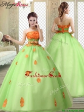 Latest Strapless Prom Dresses with  Appliques and Belt  YCQD075FOR