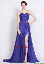 Luxurious Sweetheart High Slit Prom Dresses in Royal Blue DBEE041FOR