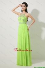 Pretty Halter Top Beaded Prom Dresses in Spring Green DBEE354FOR