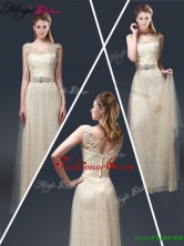 Spring Empire Lace Prom Dresses with Appliques in Champagne YCPD018FOR