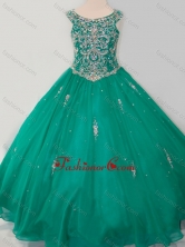 Classical Puffy Skirt Scoop Dark Green Little Girl Pageant Dress with Beading SWLG017FOR