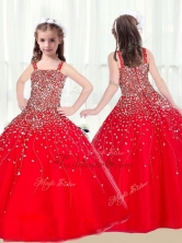Cute Ball Gown Straps Beading Red Little Girl Pageant Dresses  PAG216FOR 