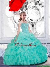Lovely Straps Turquoise Organza Mini Quinceanera Dresses for 2016 LGDTA116002-1FOR