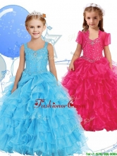 Romantic Straps Little Girl Pageant Dress with Beading and Ruffled Layers THLG056FOR