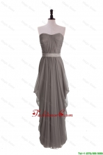 Discount Grey Long Prom Dresses with Ruching and Belt DBEES246FOR