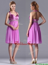 Empire Halter Knee-length Beaded Short Prom Dress in Lilac THPD295FOR