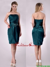 Exclusive Column Ruched Decorated Bodice Prom Dress in Hunter Green THPD053FOR