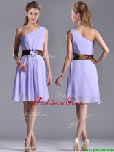 Exclusive One Shoulder Lavender Short Prom Dress with Brown Belt THPD225FOR