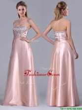 Fashionable Strapless Peach Long Prom Dress with Beaded Bodice THPD148FOR