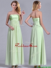 Latest Strapless Yellow Green Chiffon Prom Dress in Ankle Length THPD137FOR