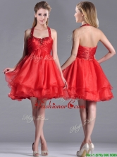 Modern Beaded Decorated Top and Halter Top Prom Dress in Organza THPD219FOR