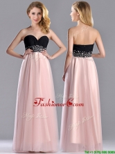 Modern Empire Beaded and Ruched Prom Dress in Baby Pink and Black THPD144FOR