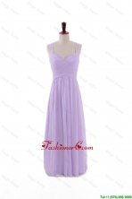Most Popular 2016 Straps Lavender Long Prom Dresses with Ruching DBEES203FOR