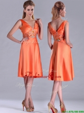 New Arrivals V Neck Beaded Short Prom Dress in Orange Red THPD230FOR