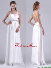 New Style Beaded Top and Waist White Prom Dress with Criss Cross THPD141FOR