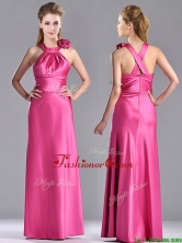 New Style Hand Crafted Flowers Hot Pink Prom Dress with Criss Cross THPD013FOR