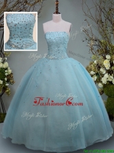2017 Discount Big Puffy Aquamarine Strapless Quinceanera Gown with Beading PSSW019FOR