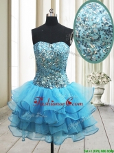 2017 Popular Zipper Up Baby Blue Short Prom Dress with Sequins and Ruffled Layers PSSWPD022FOR