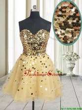 Best Selling Sequined Bodice Zipper Up Organza Prom Dress in Champagne PSSWPD035FOR