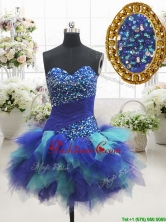 Most Popular Two Tone Sweetheart Short Dama Dress with Beading and Ruffles PSSWPD027FOR